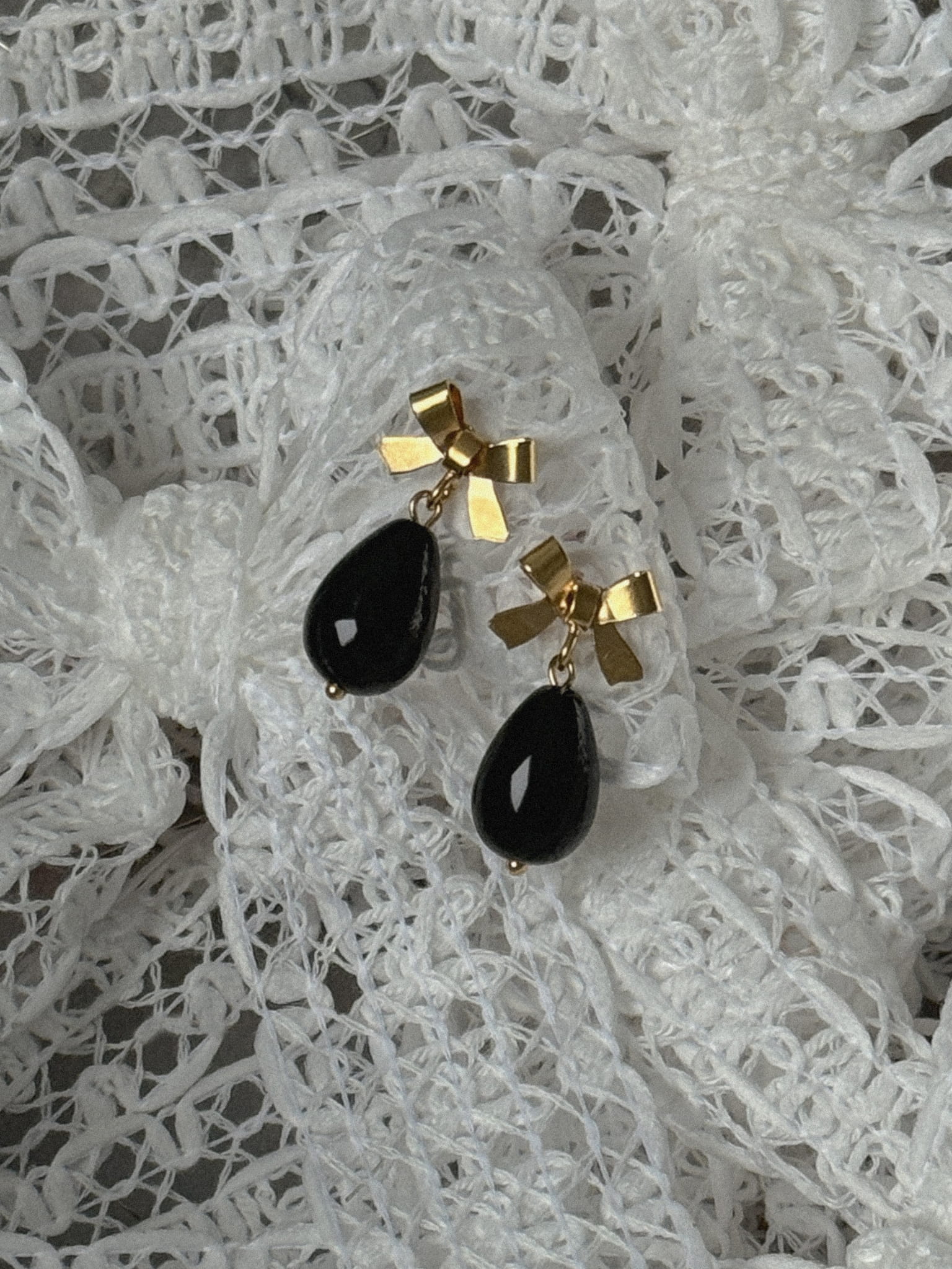 KOLCZYKI BOW ONYX DROP