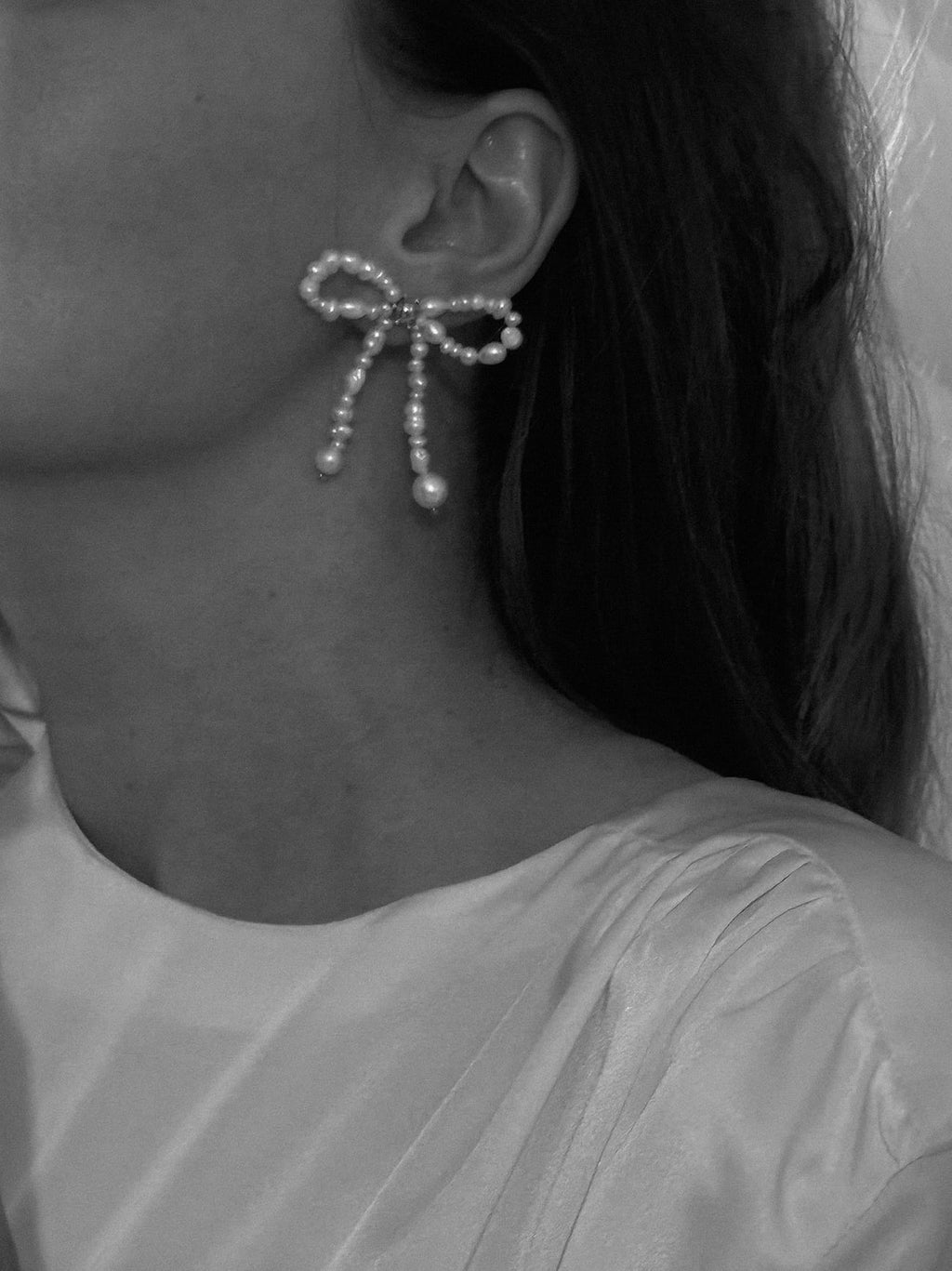 KOLCZYKI PERŁOWE BOW NO.1