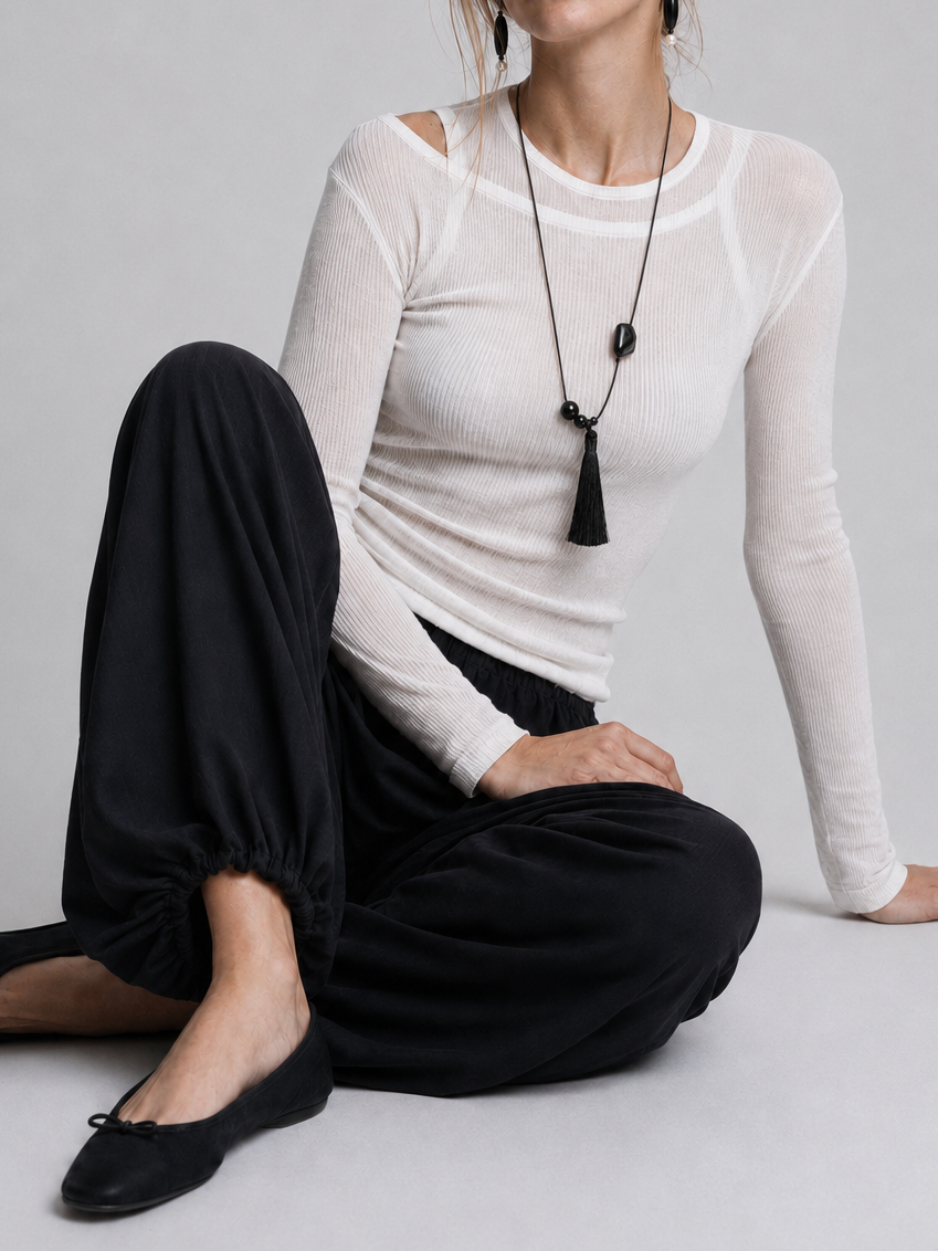 NASZYJNIK SIMONE TASSEL | BAWEŁNA ONYX