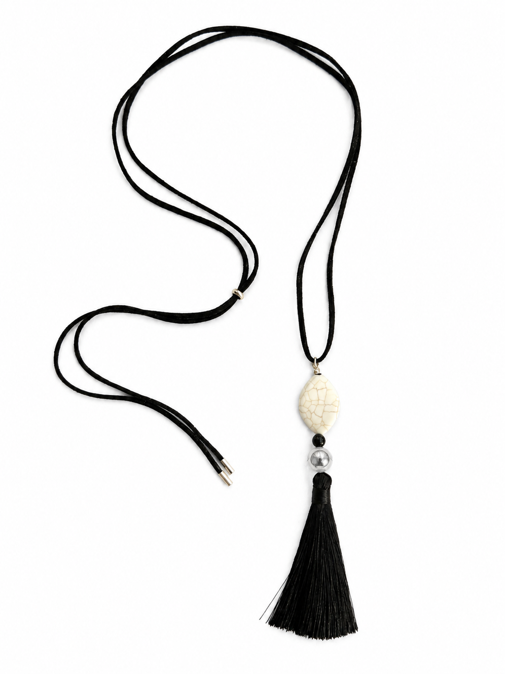 NASZYJNIK SYLVIE TASSEL | SKÓRA ONYX HOWLIT