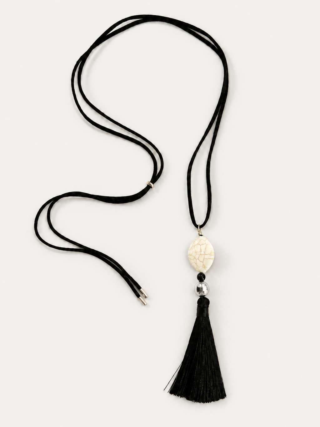 NASZYJNIK SYLVIE TASSEL | SKÓRA ONYX HOWLIT