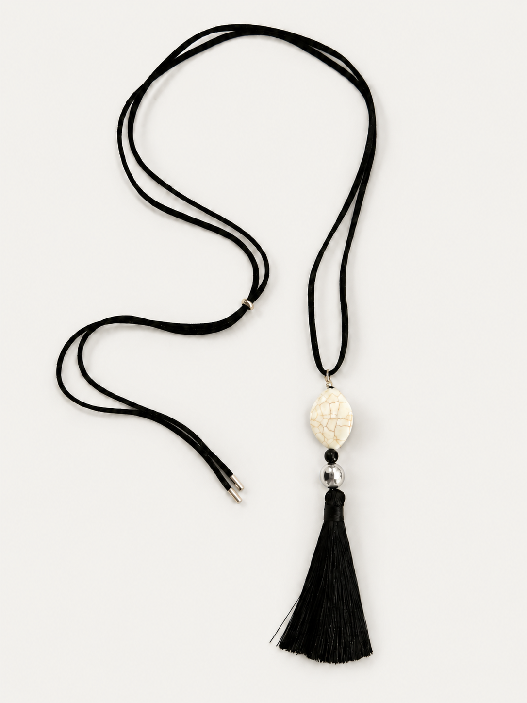 NASZYJNIK SYLVIE TASSEL | SKÓRA ONYX HOWLIT